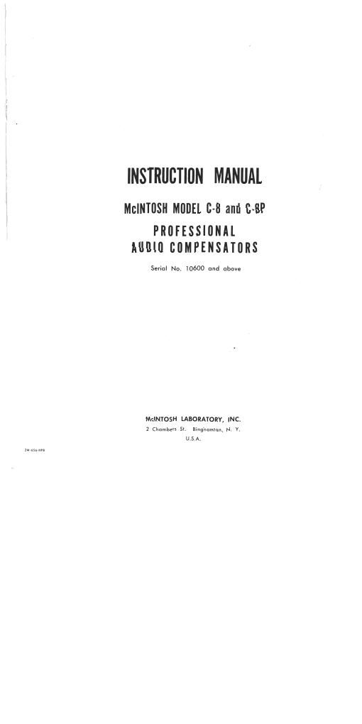 mcintosh c 8 p owners manual