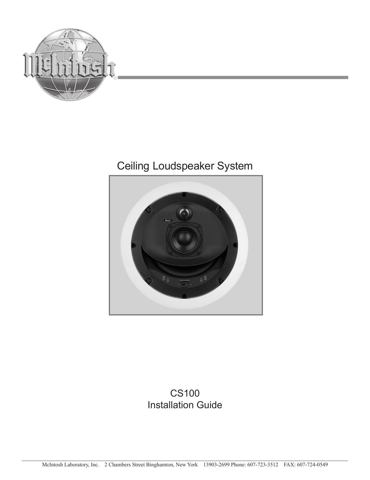 McIntosh CS 100 Owners Manual