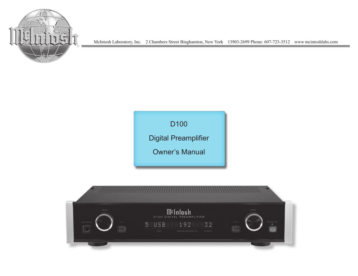 McIntosh D100 Owners Manual