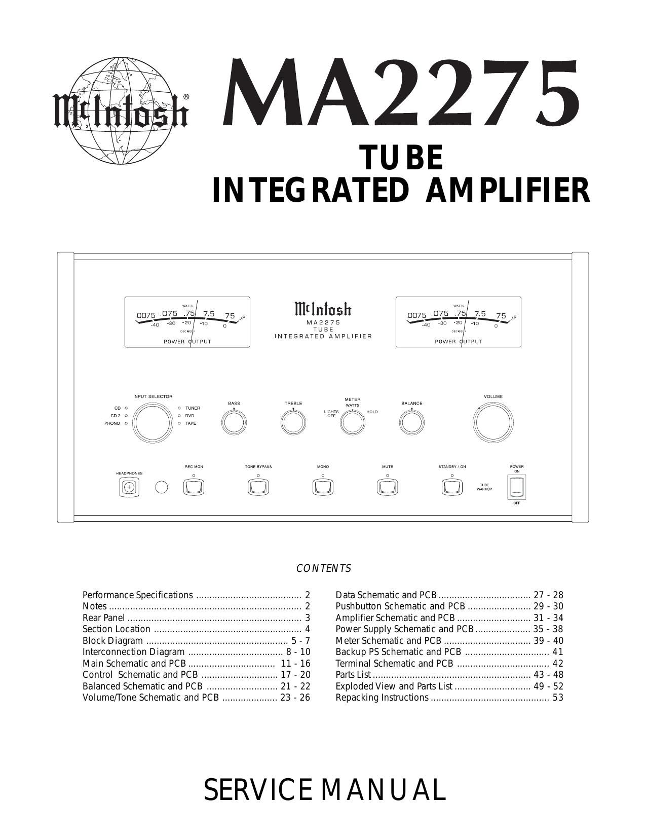 McIntosh MA 2275 Service Manual