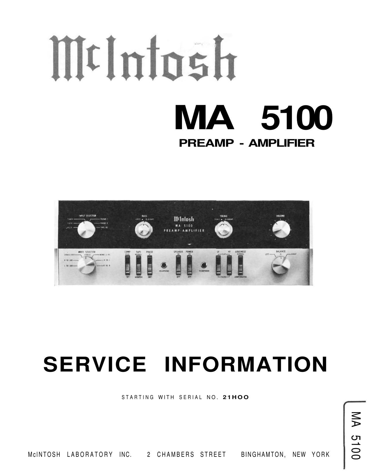 McIntosh MA 5100 Service Manual