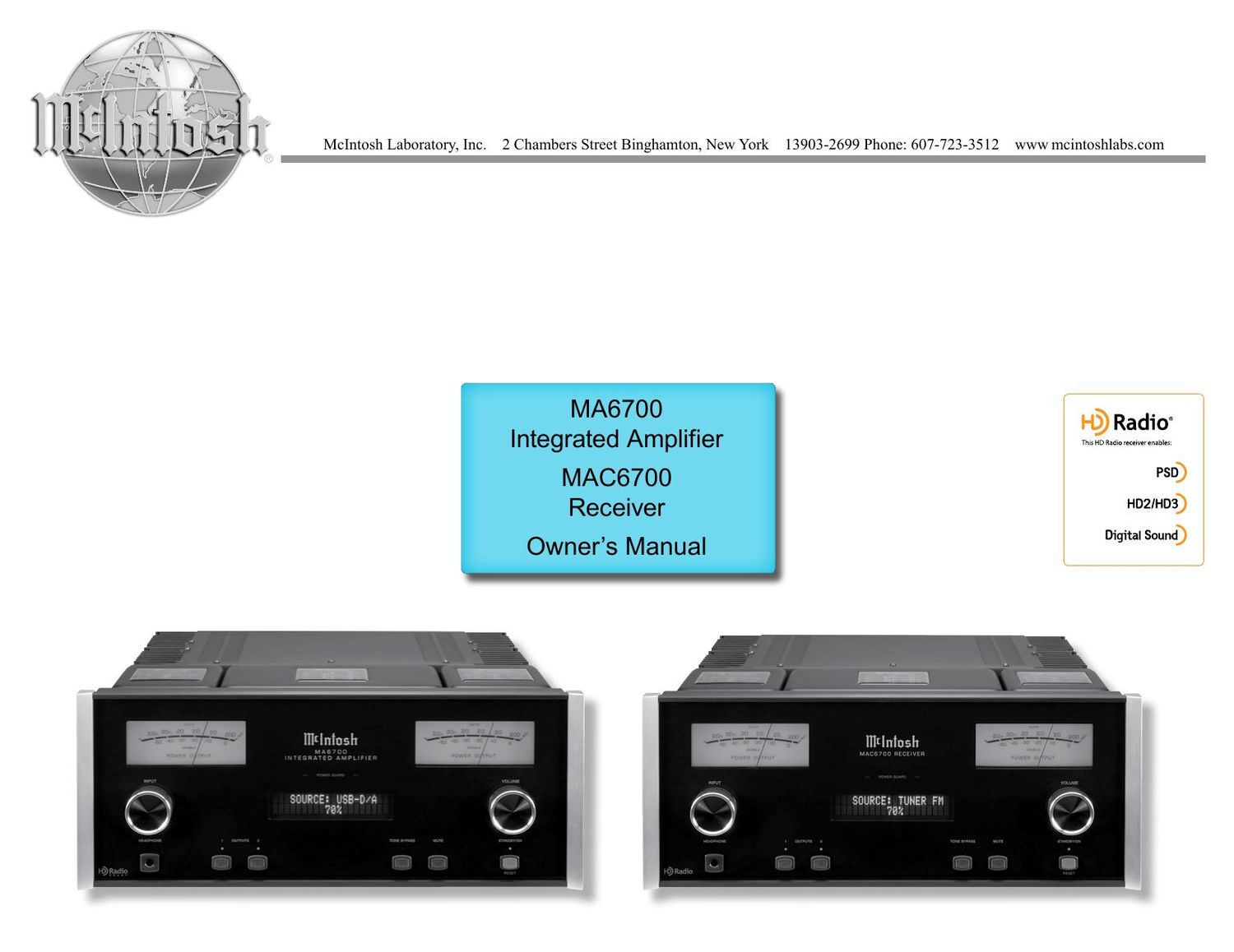 McIntosh MA 6700 MAC 6700 Owners Manual