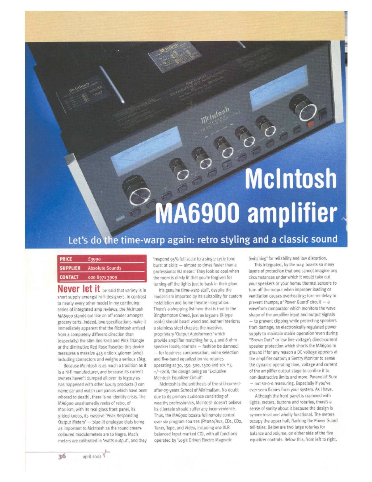 McIntosh MA 6900 Pub