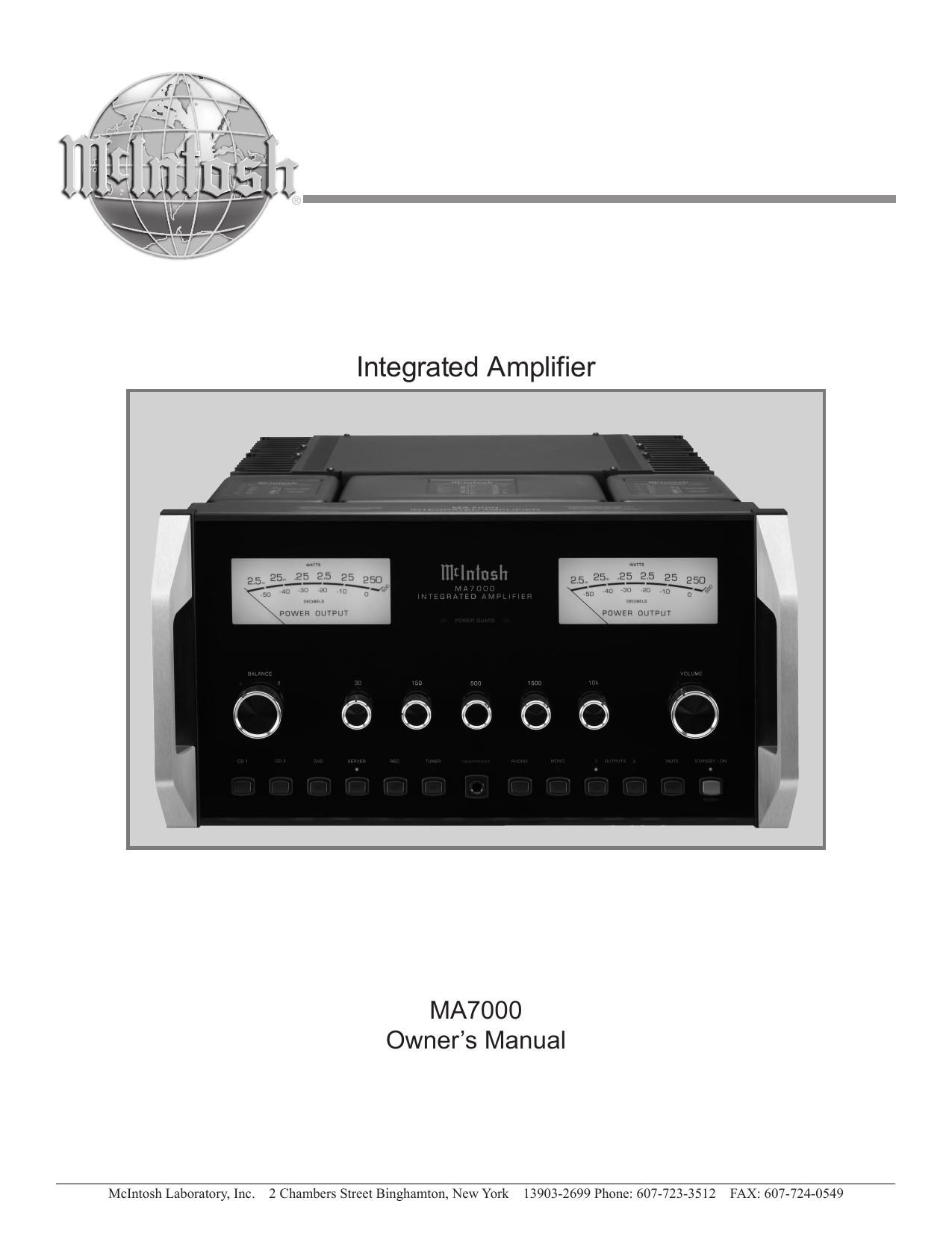 McIntosh MA 7000 Owners Manual