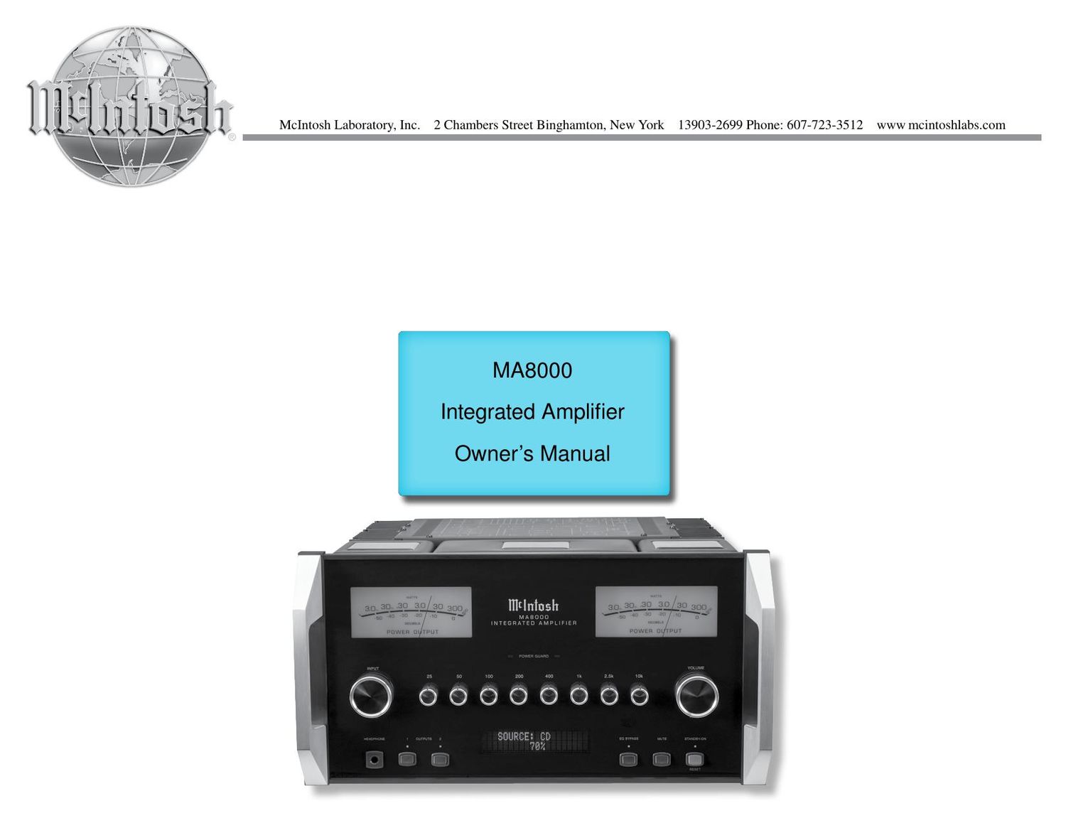 McIntosh MA 8000 Owners Manual