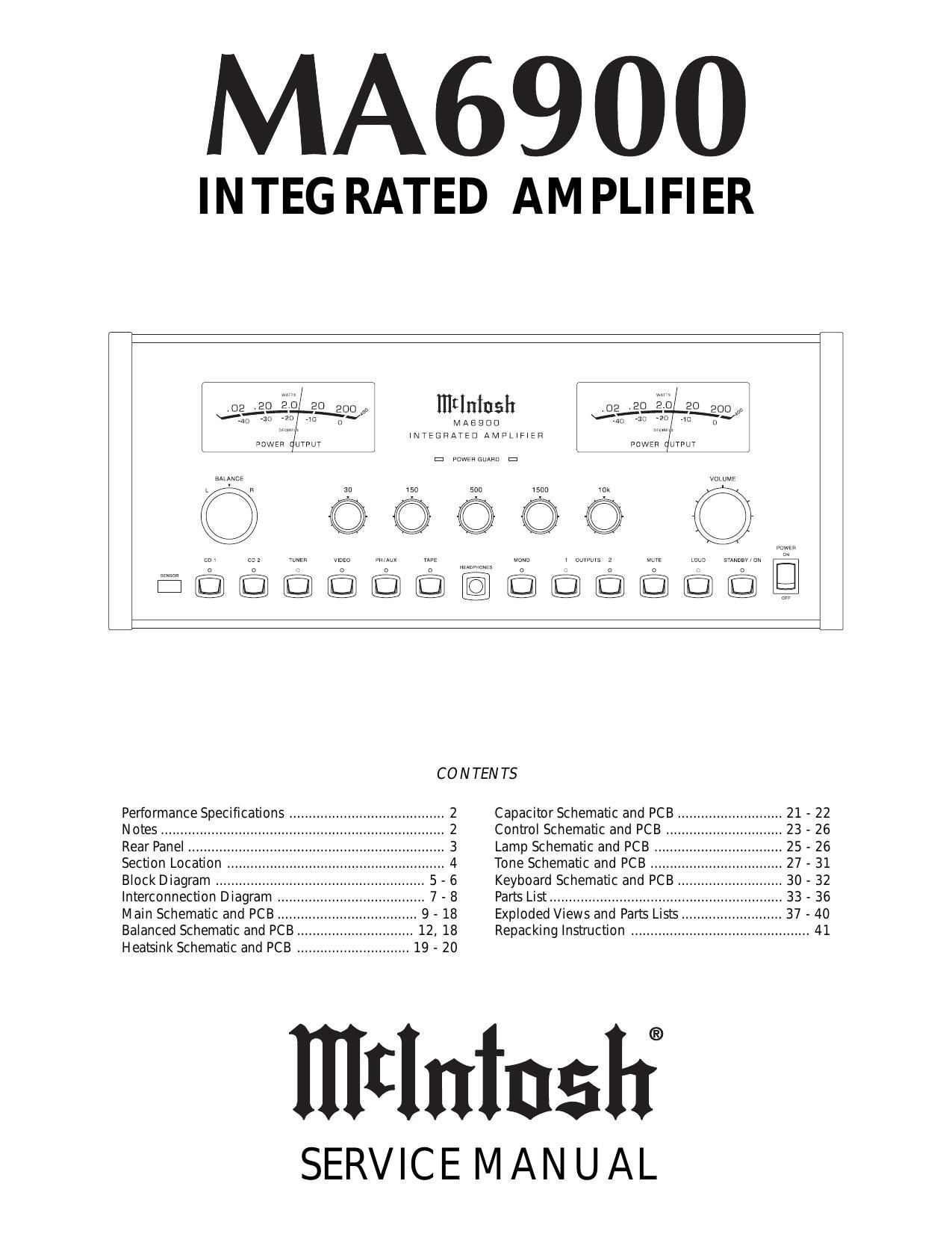 McIntosh ma 6900 Service Manual