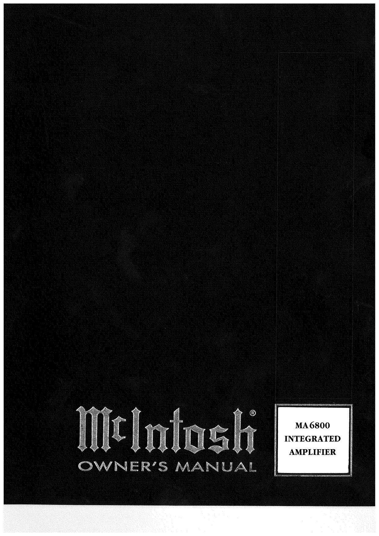 Mcintosh MA 6800 Owners Manual