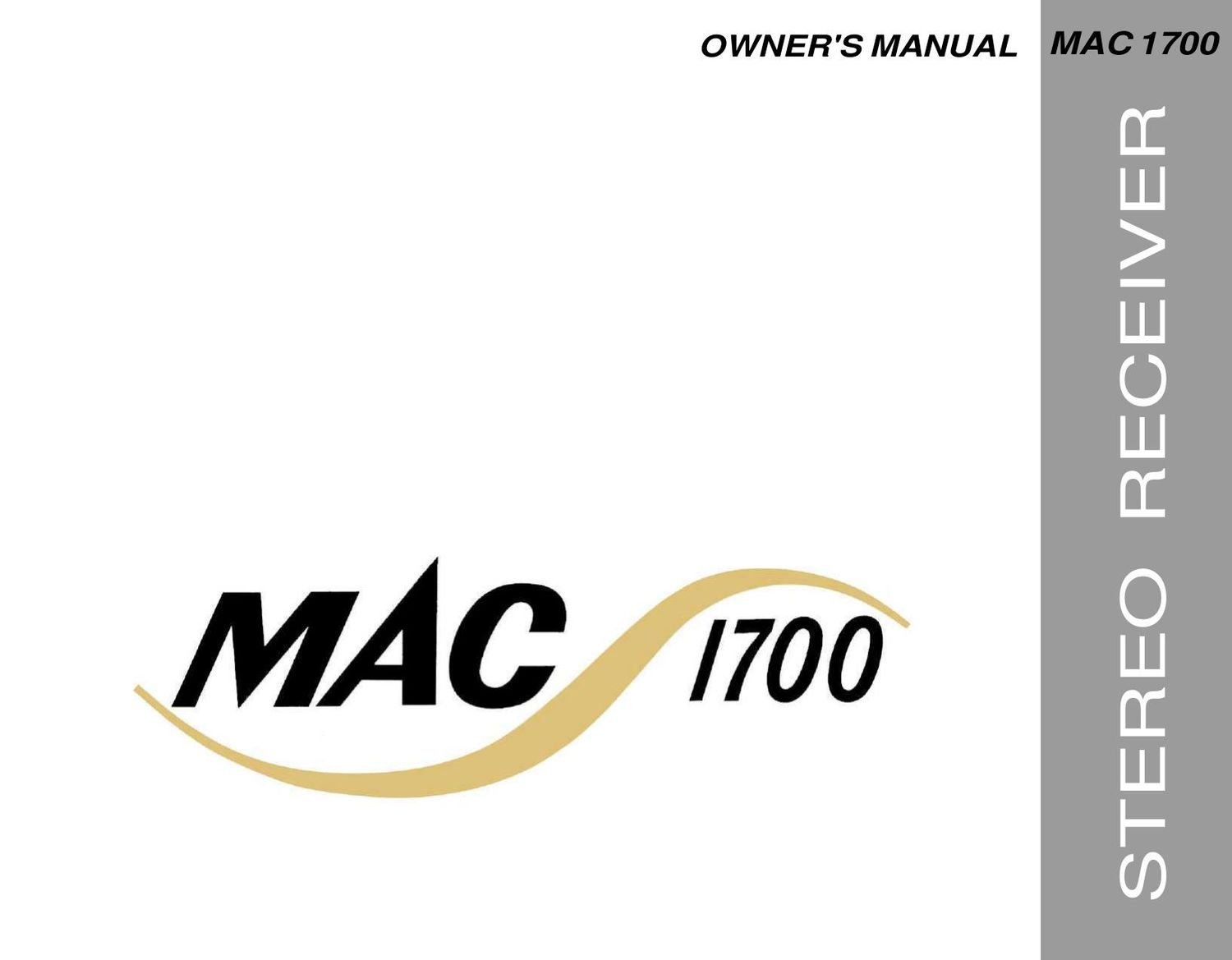 McIntosh MAC 1700 Owners Manual