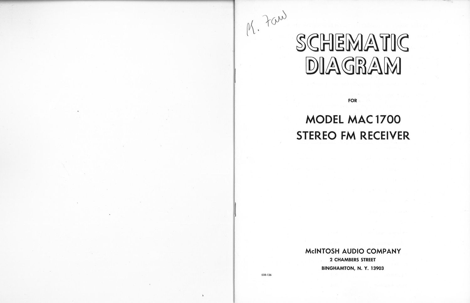 McIntosh MAC 1700 Schematic