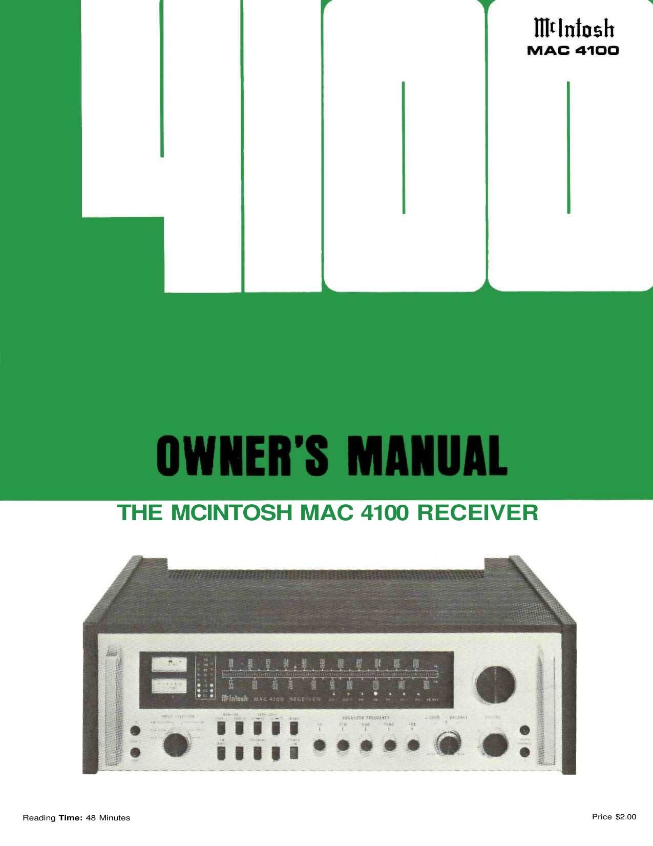 McIntosh MAC 4100 Owners Manual