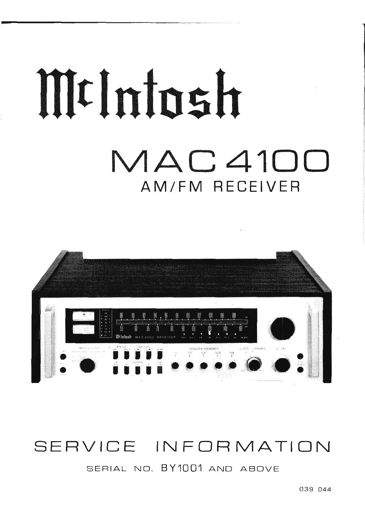McIntosh MAC 4100 Service Manual