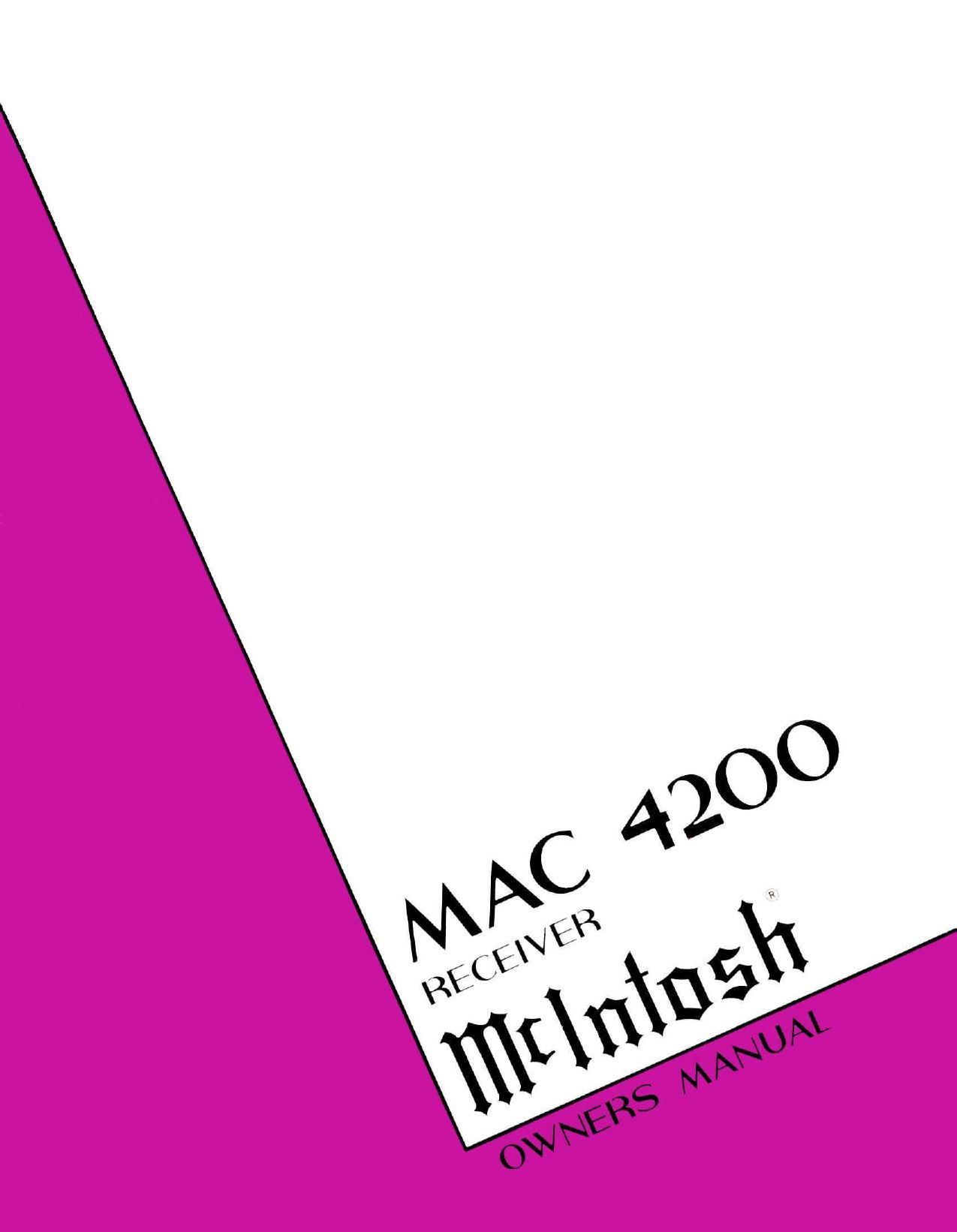 McIntosh MAC 4200 Owners Manual