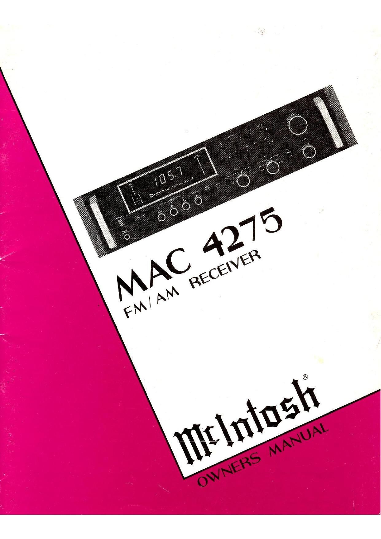 McIntosh MAC 4275 Owners Manual