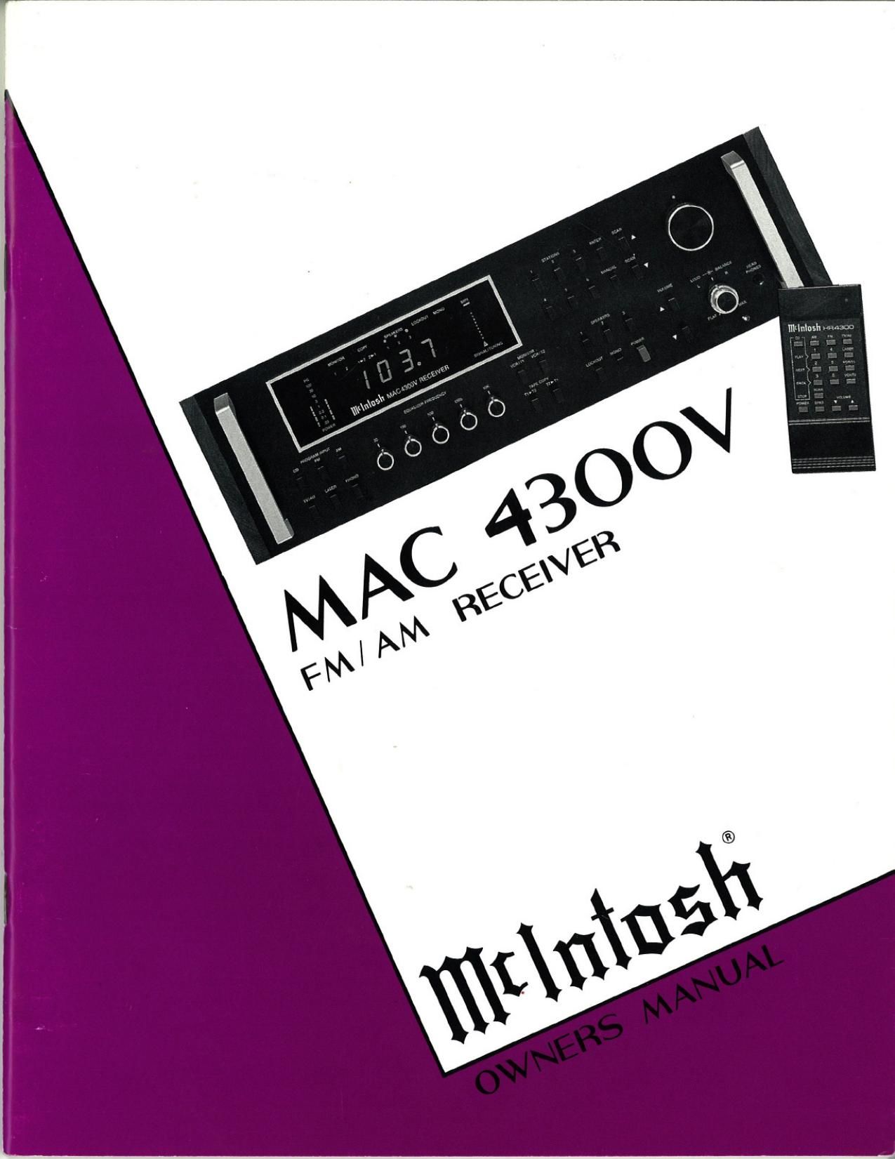 McIntosh MAC 4300V Owners Manual