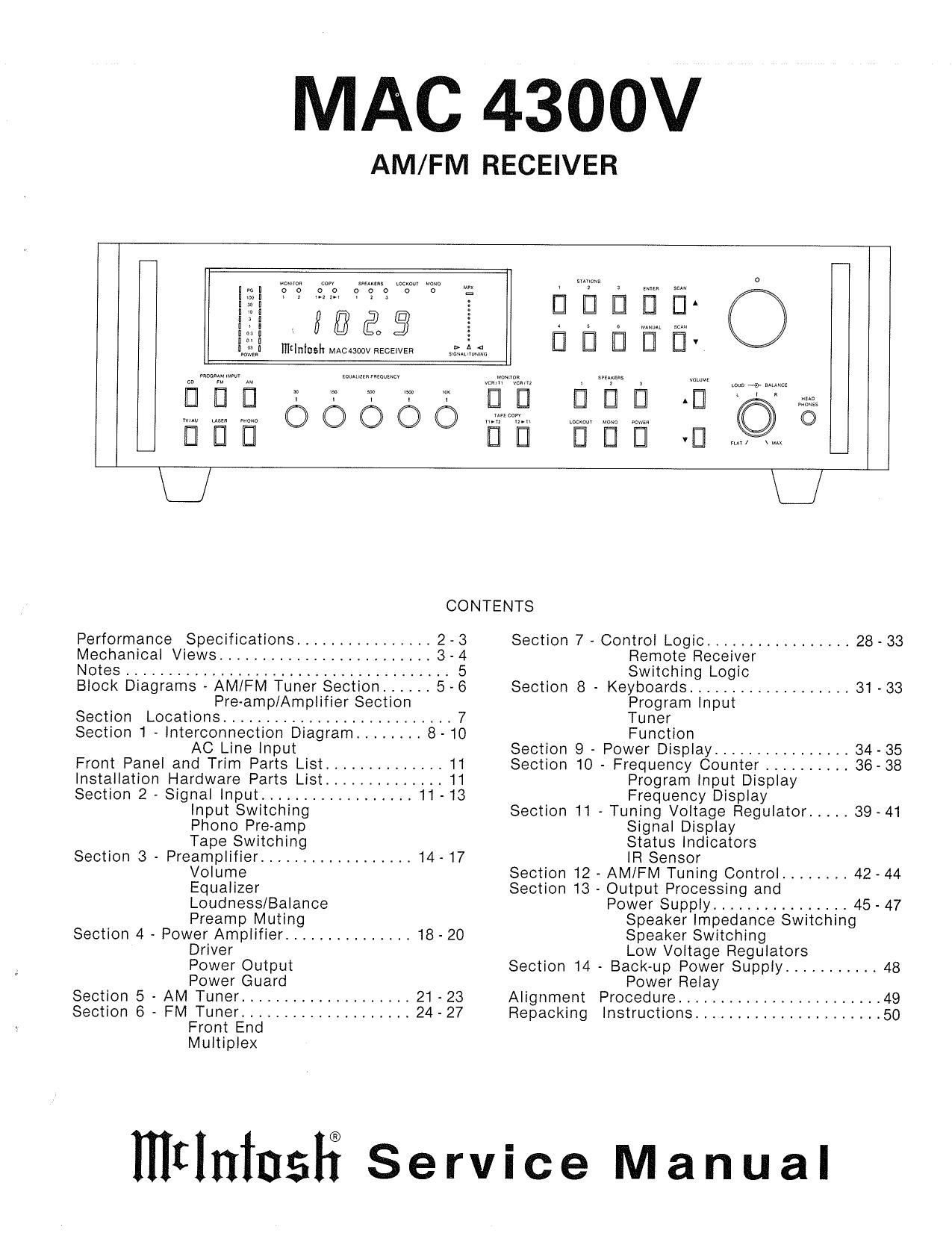 McIntosh MAC 4300V Service Manual