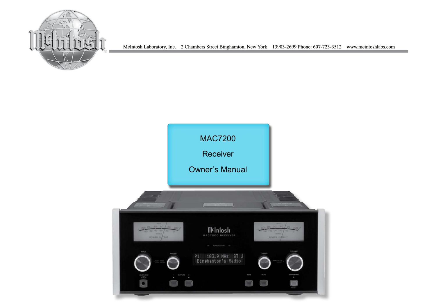 McIntosh MAC 7200 Owners Manual