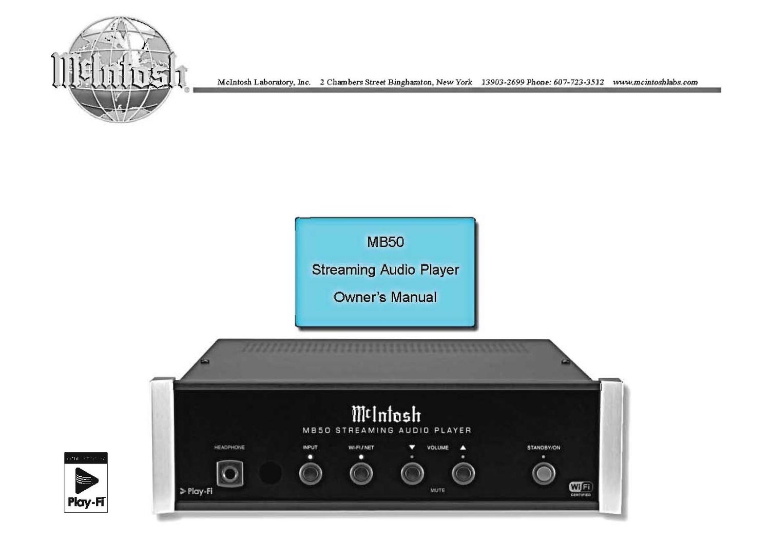 McIntosh MB 50 Owners Manual