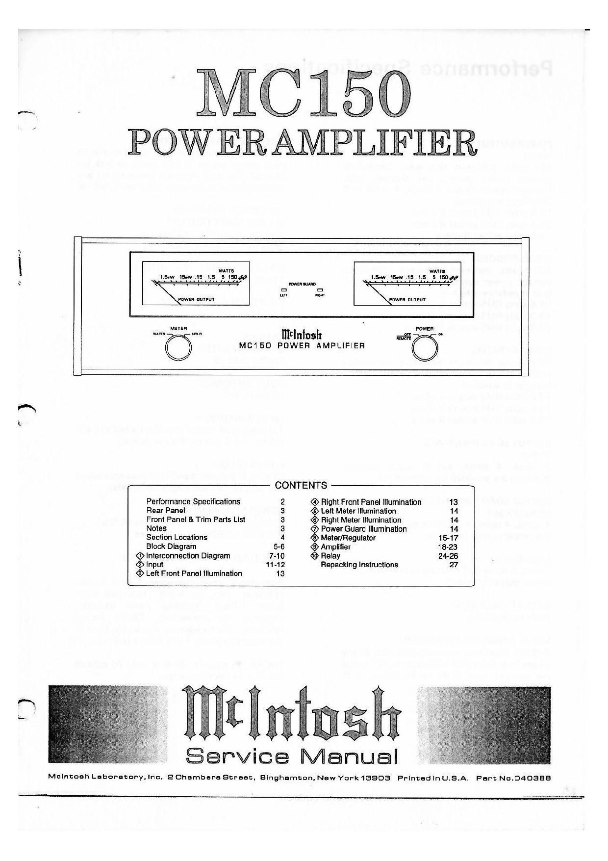 McIntosh MC 150 Service Manual