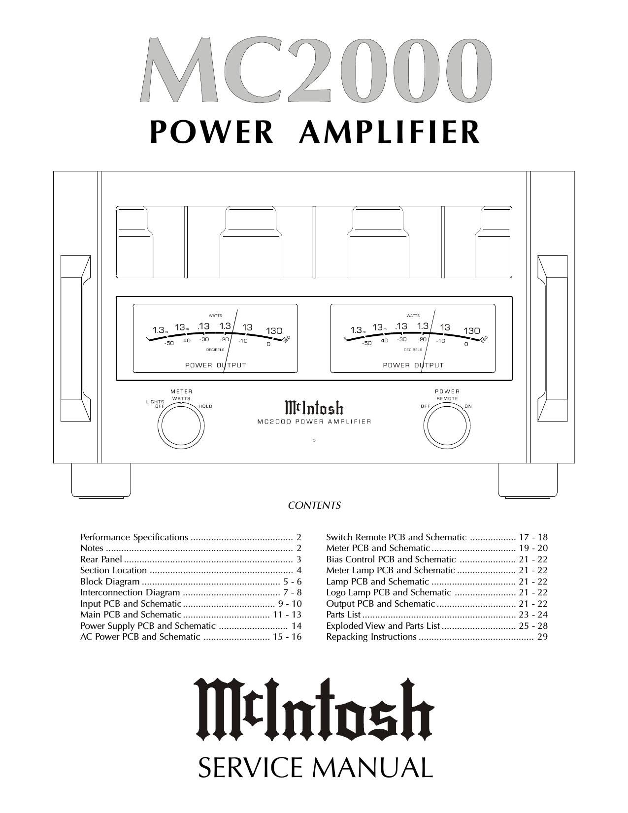 McIntosh MC 2000 Service Manual