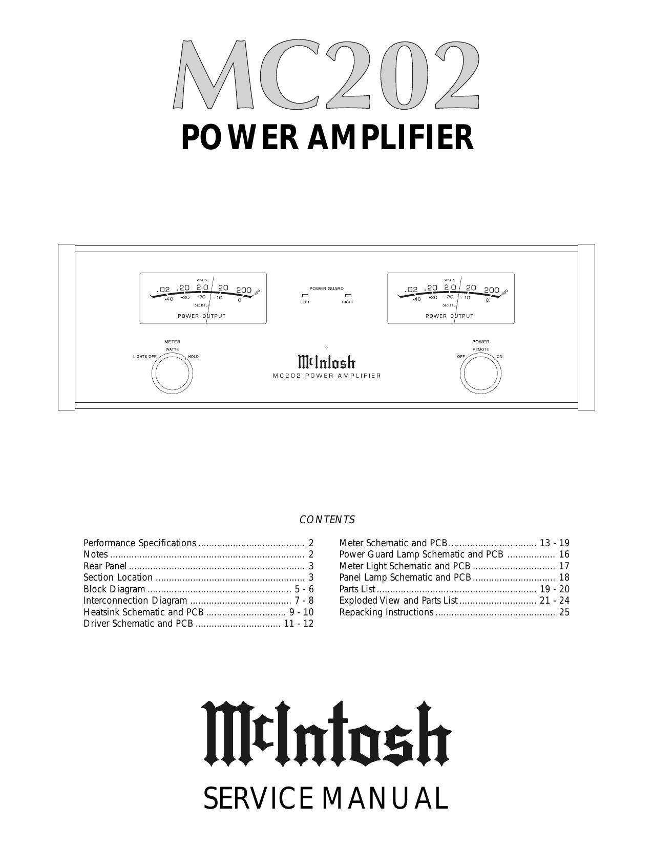 McIntosh MC 202 Service Manual