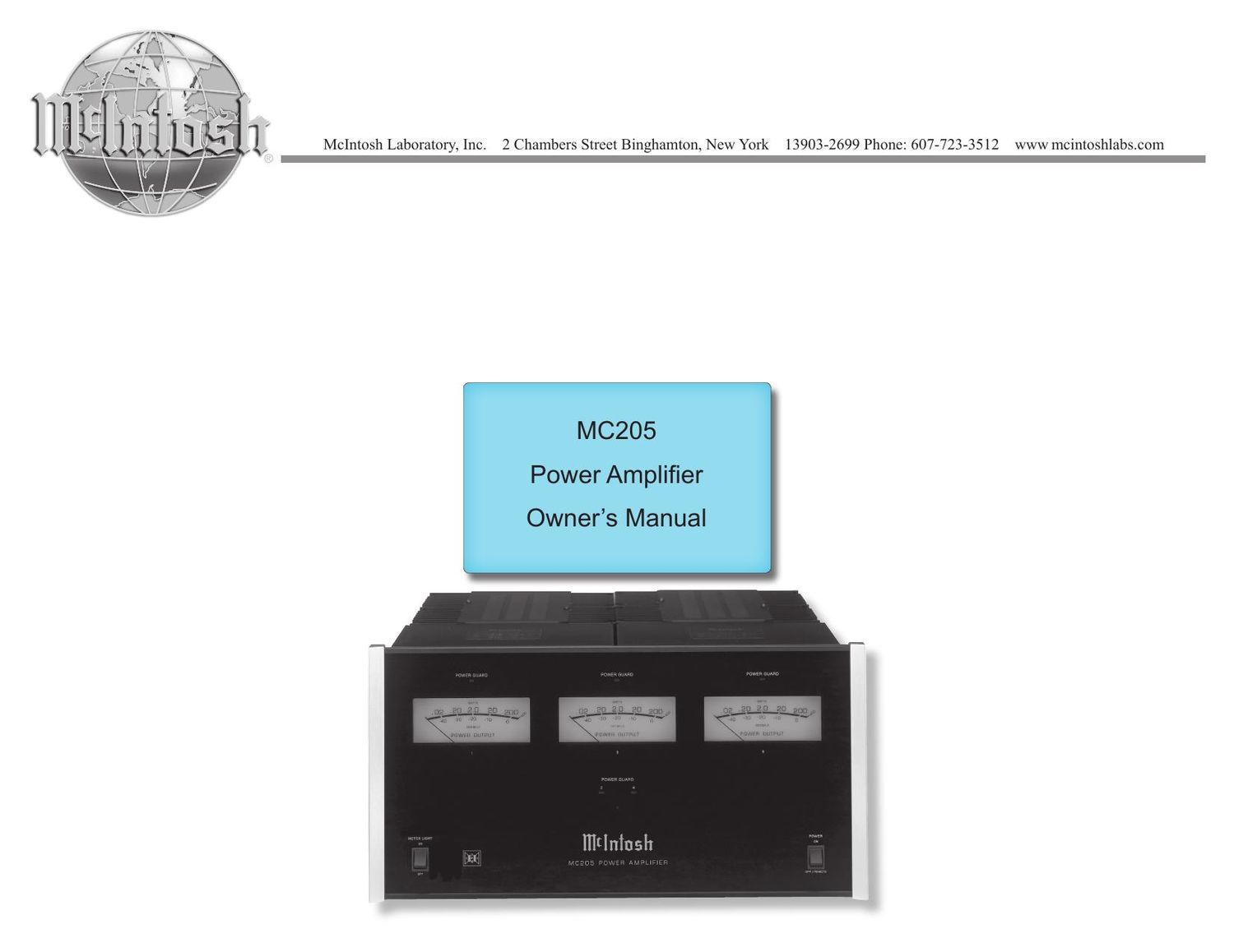 McIntosh MC 205 Owners Manual