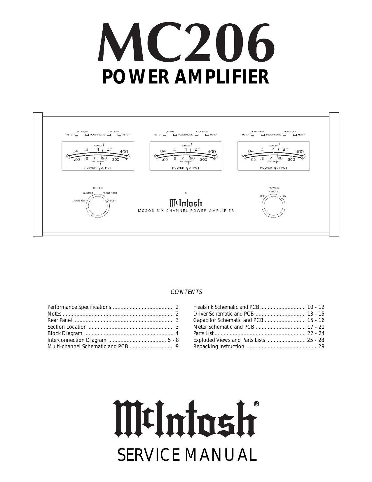 McIntosh MC 206 Service Manual