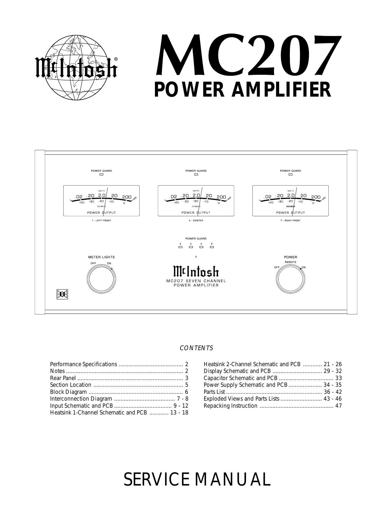 McIntosh MC 207 Service Manual