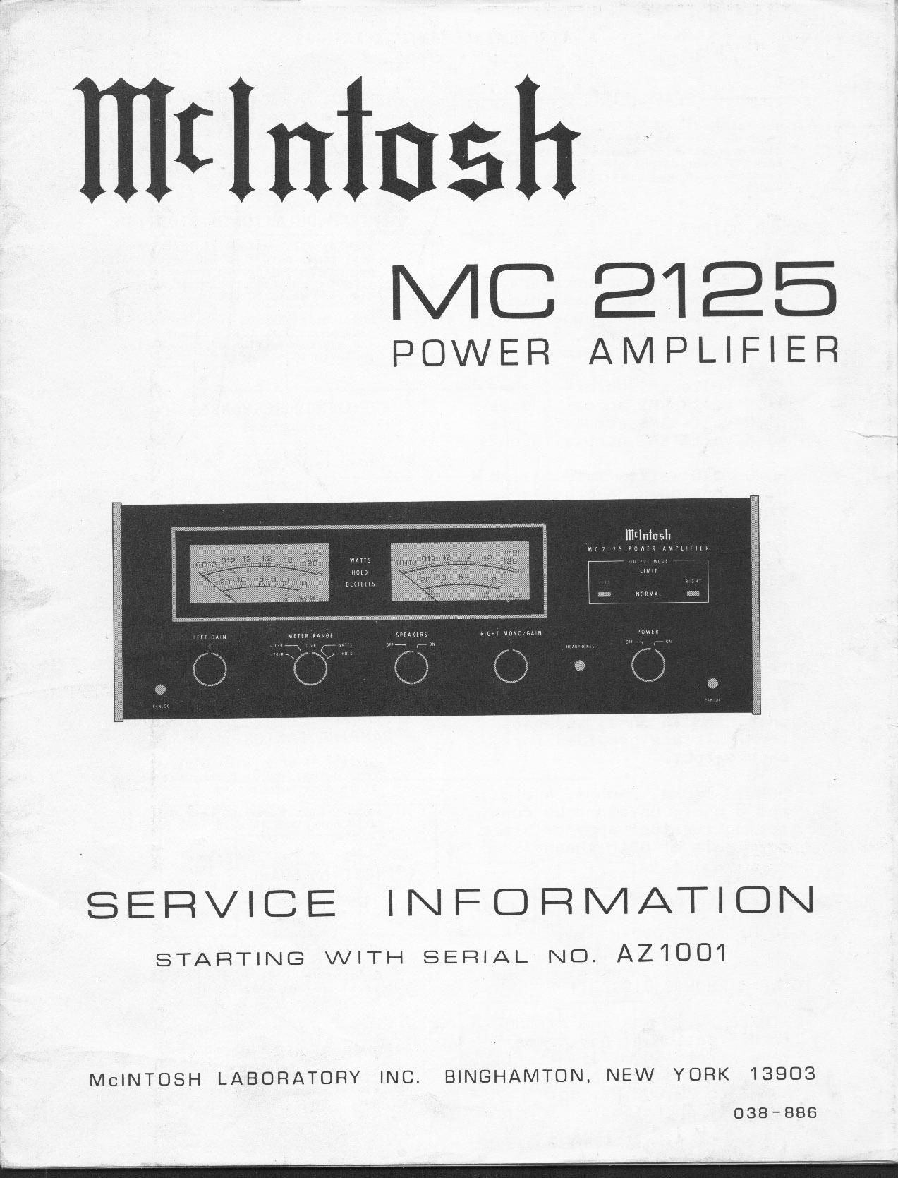 McIntosh MC 2125 Service Manual