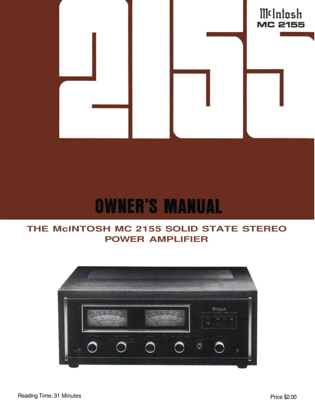 McIntosh MC 2155 Owners Manual