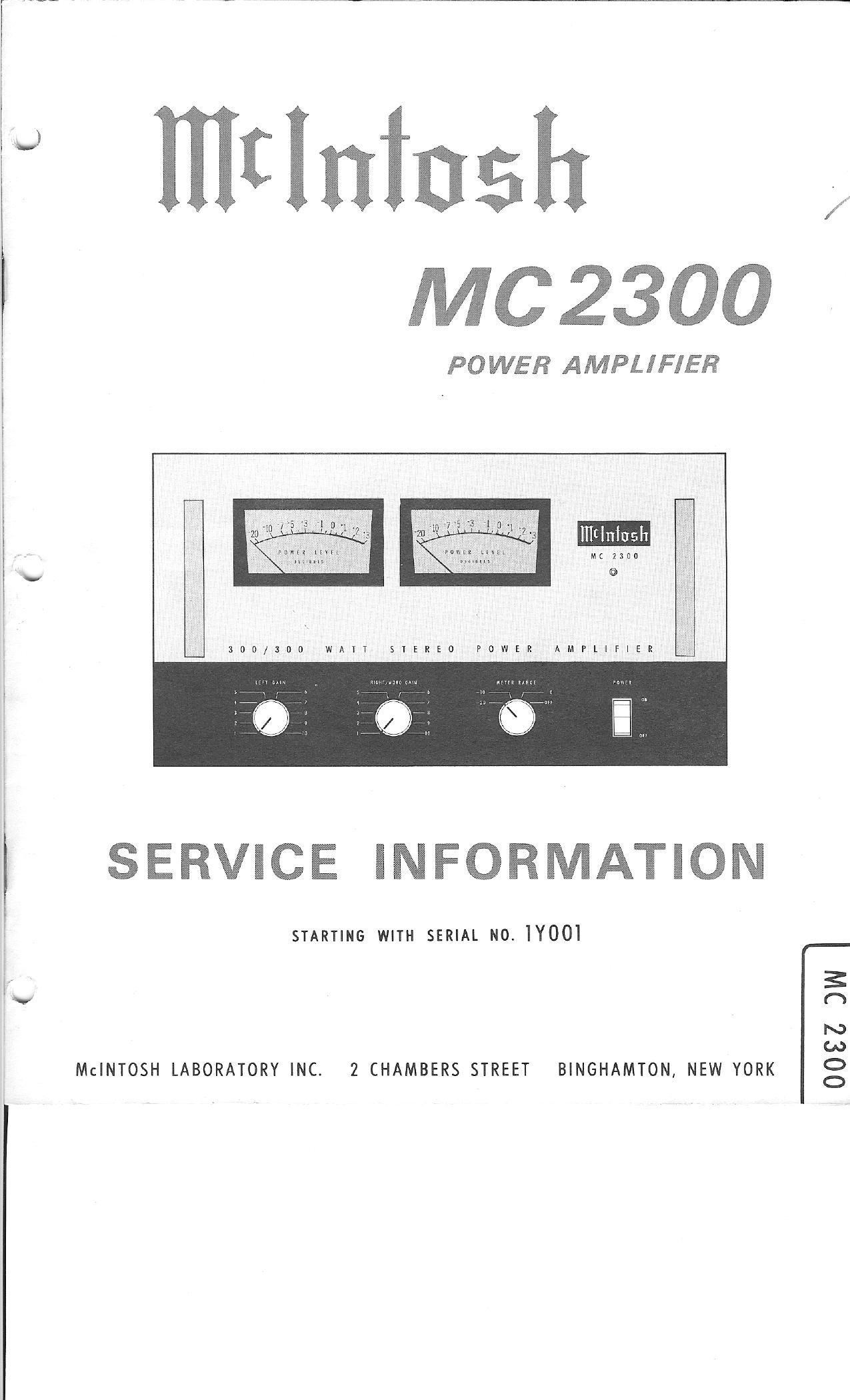 McIntosh MC 2300 Service Manual