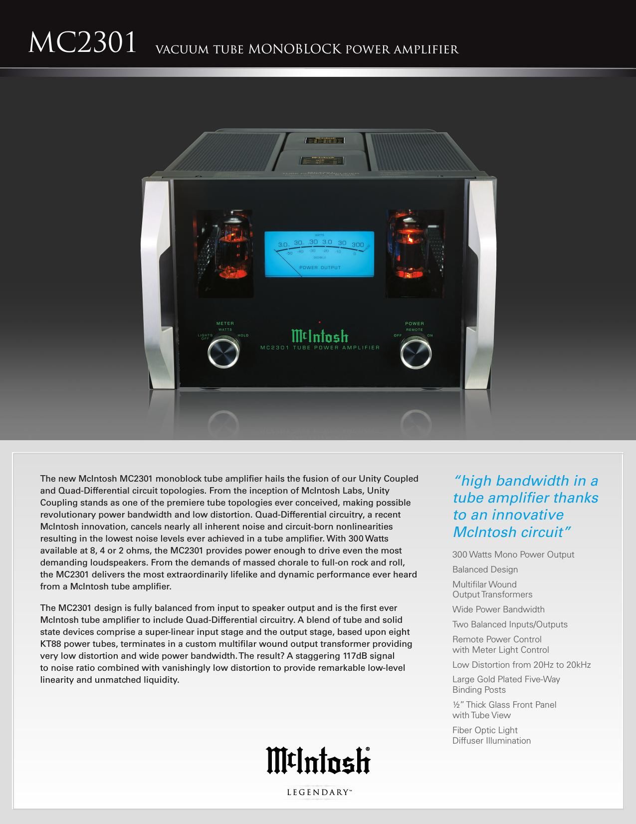 McIntosh MC 2301 Brochure