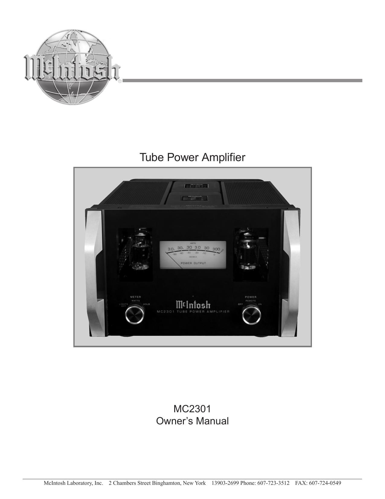 McIntosh MC 2301 Owners Manual