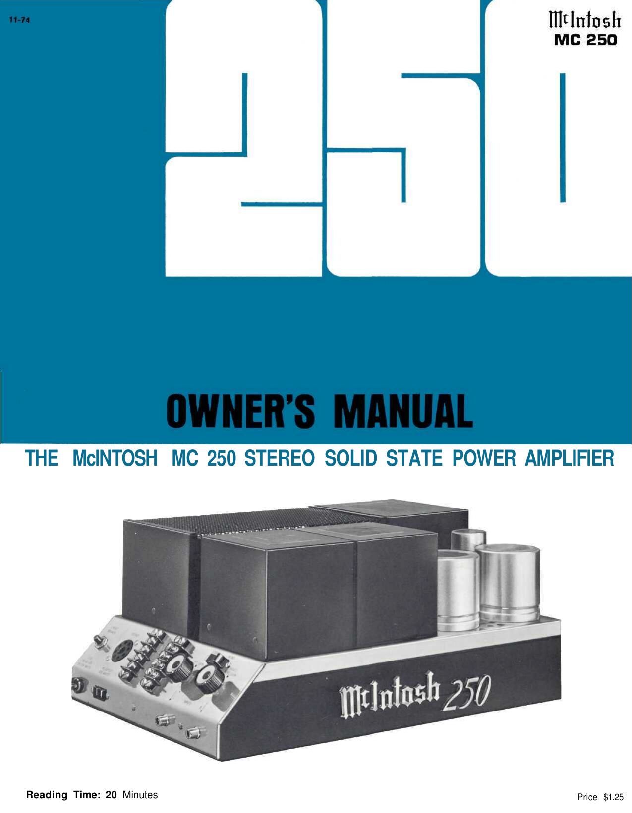 McIntosh MC 250 Owners Manual