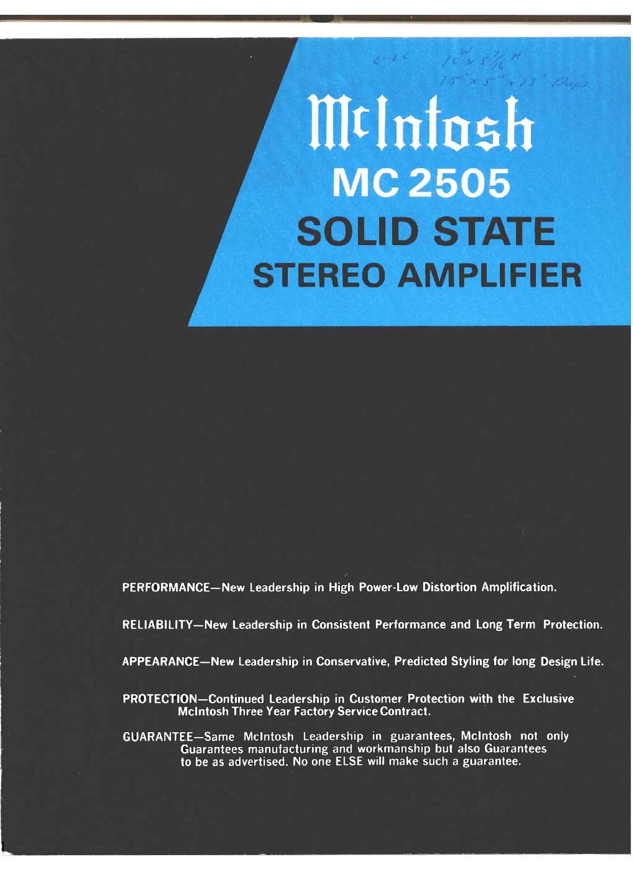 McIntosh MC 2505 Brochure