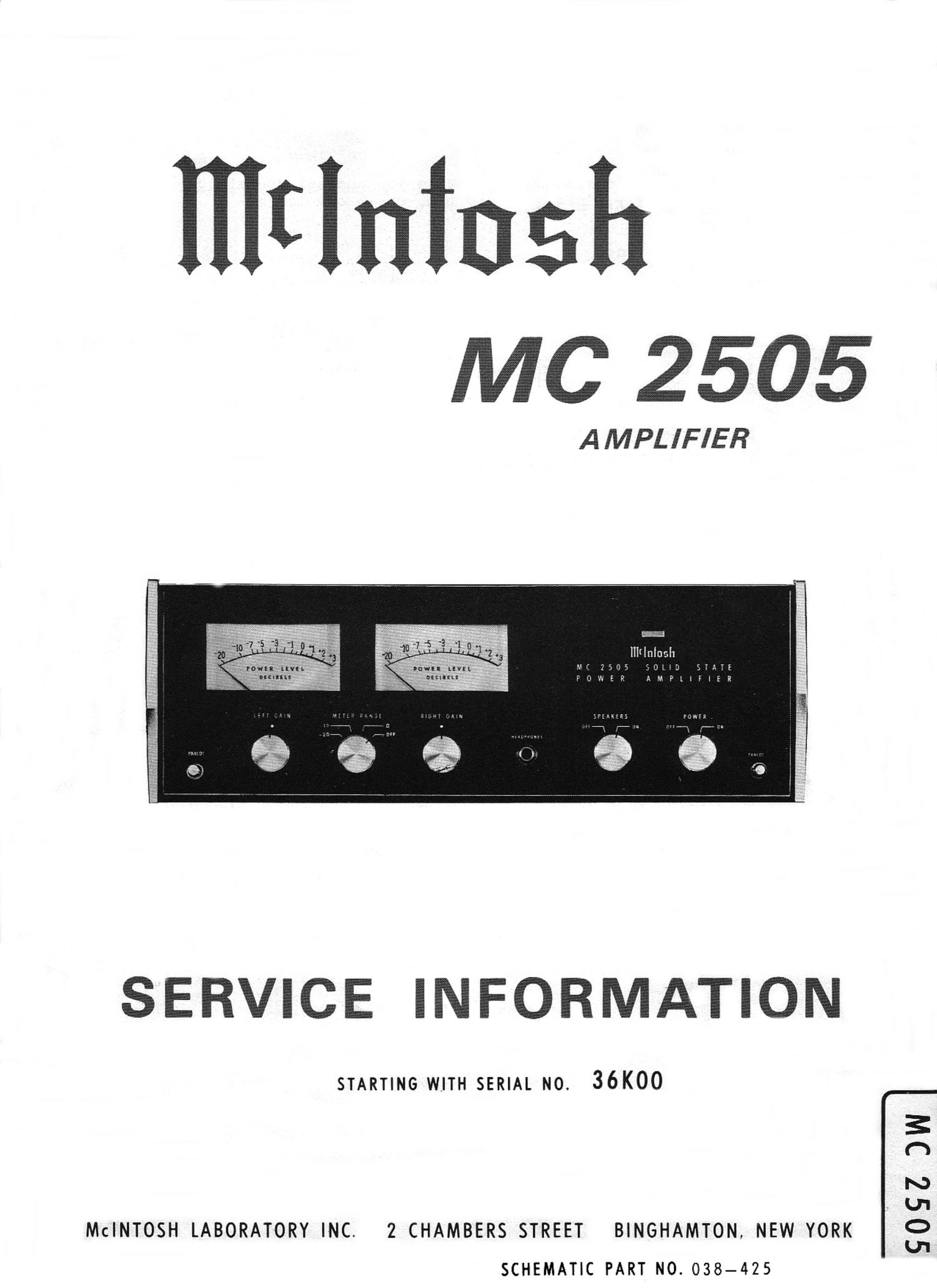 McIntosh MC 2505 Service Manual