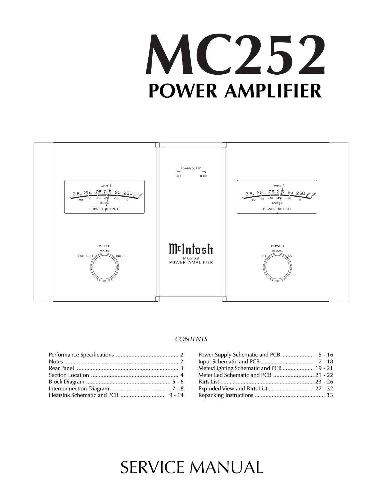 McIntosh MC 252 Service Manual