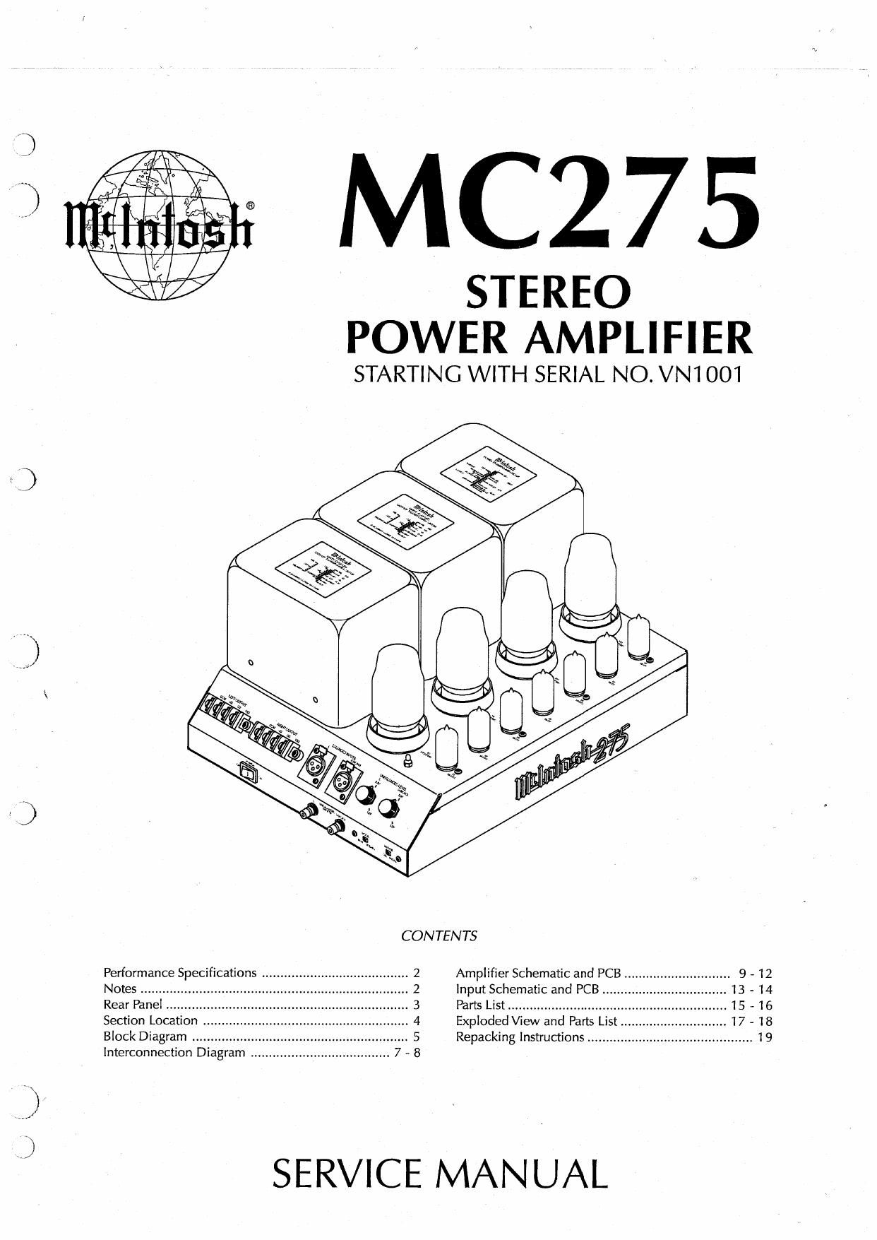 McIntosh MC 275 MK V Service Manual