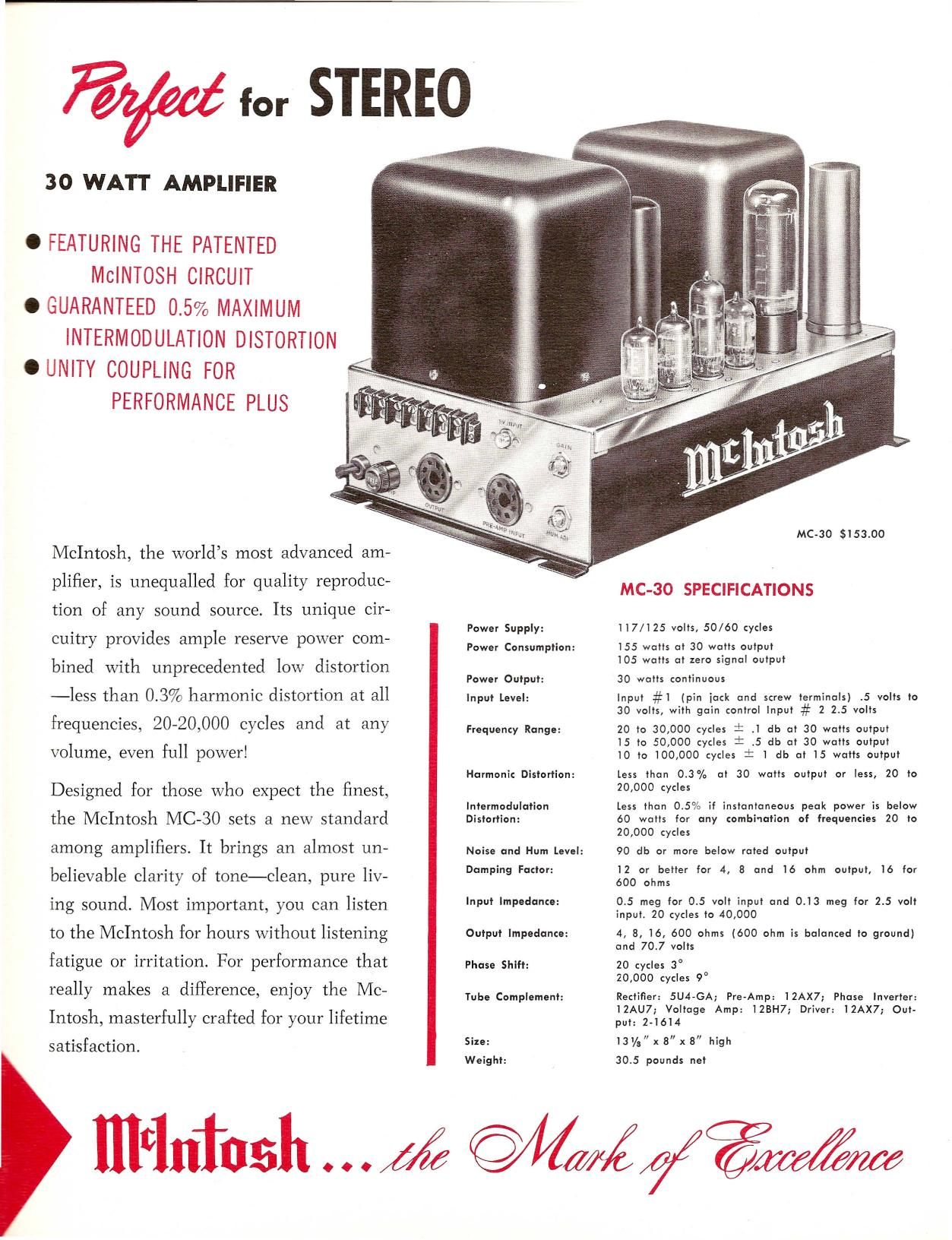 McIntosh MC 30 Brochure