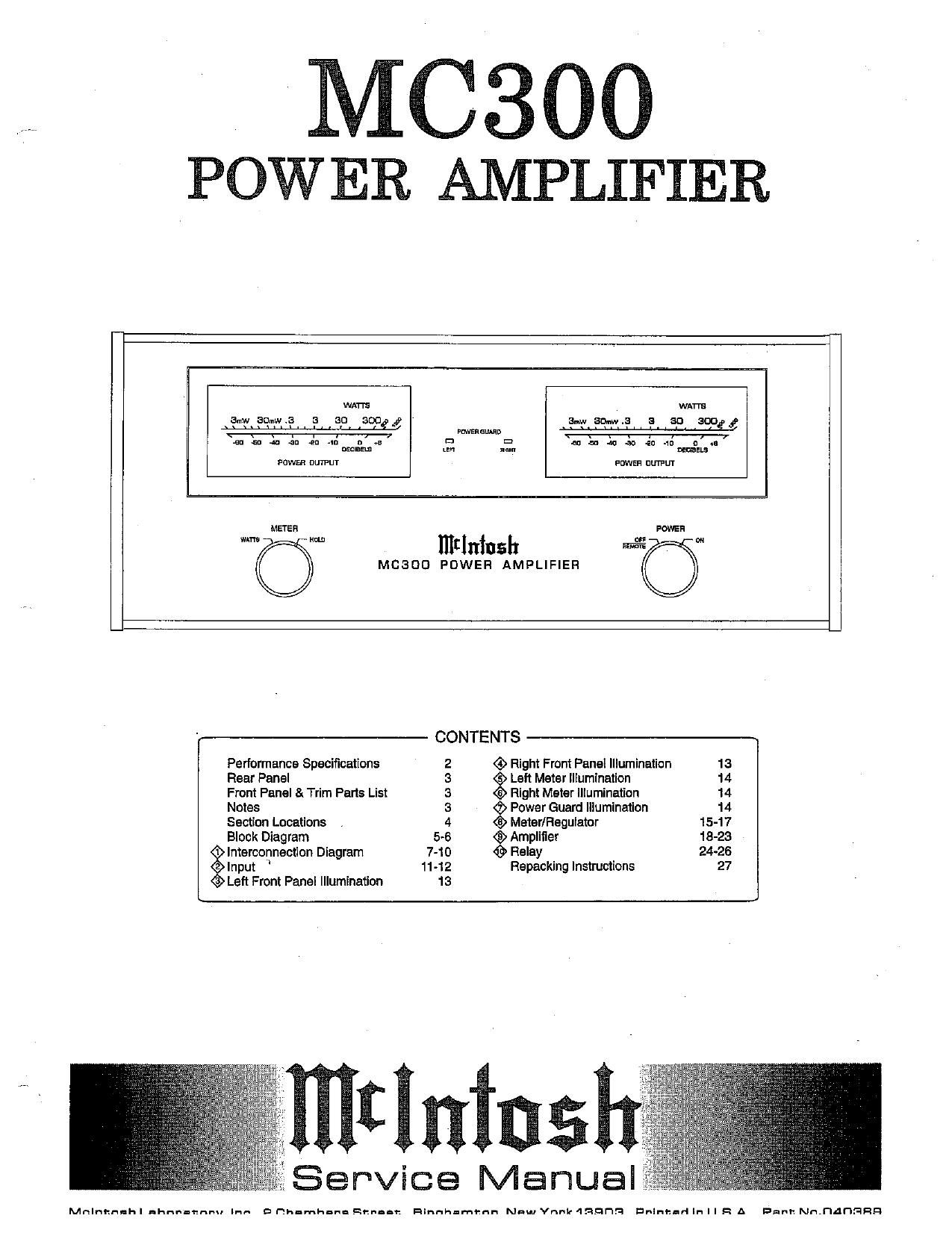 McIntosh MC 300 Service Manual