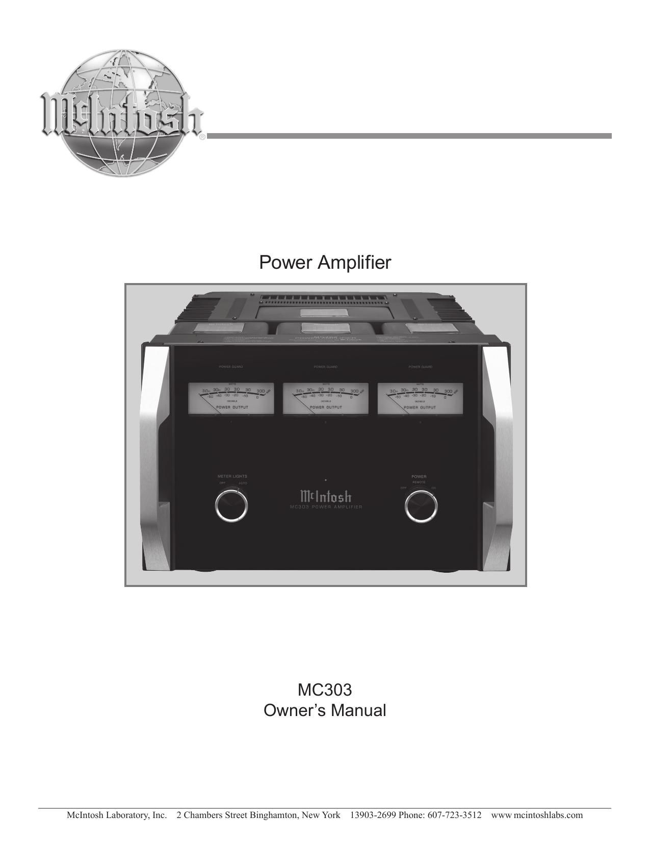 McIntosh MC 303 Owners Manual