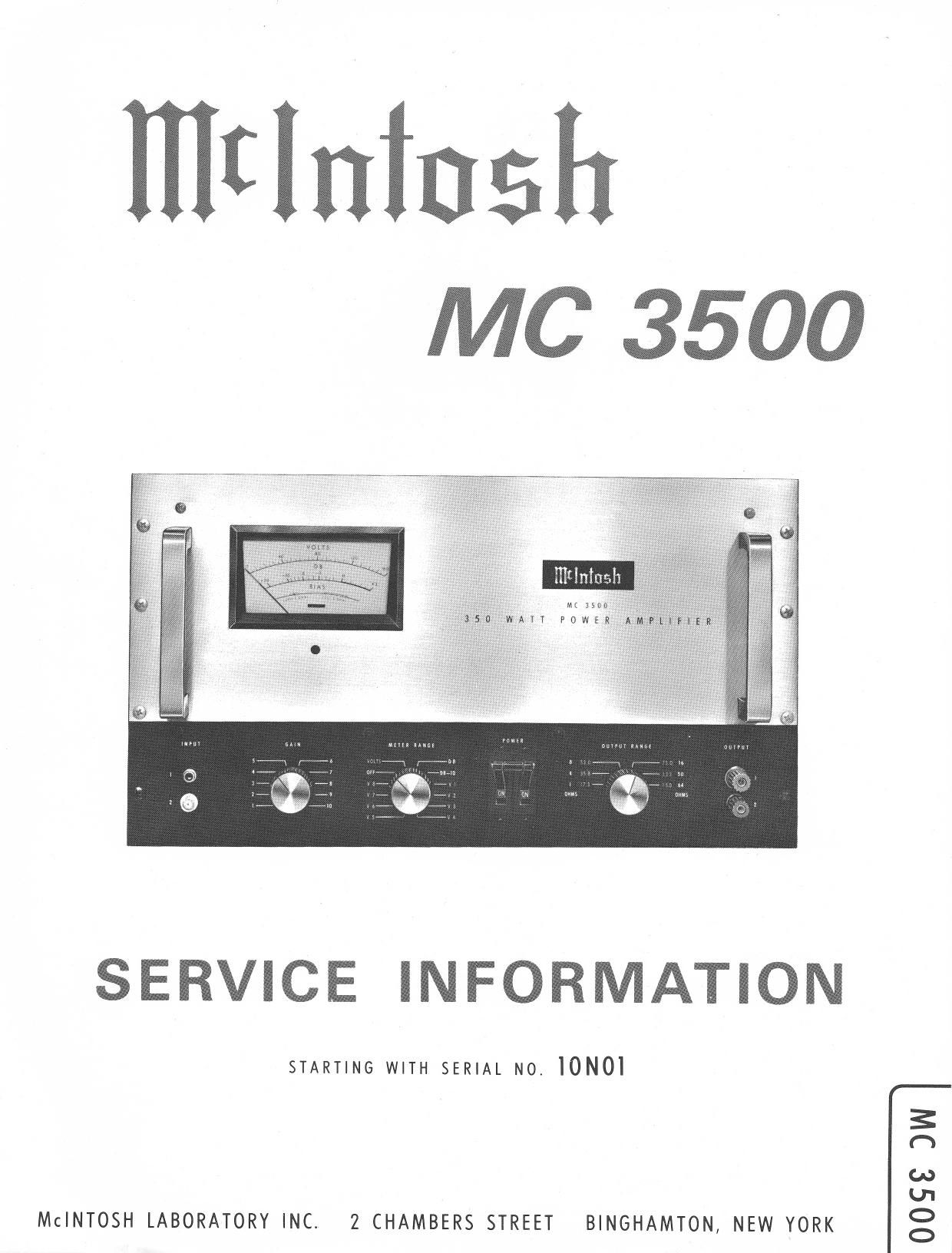 McIntosh MC 3500 Service Information