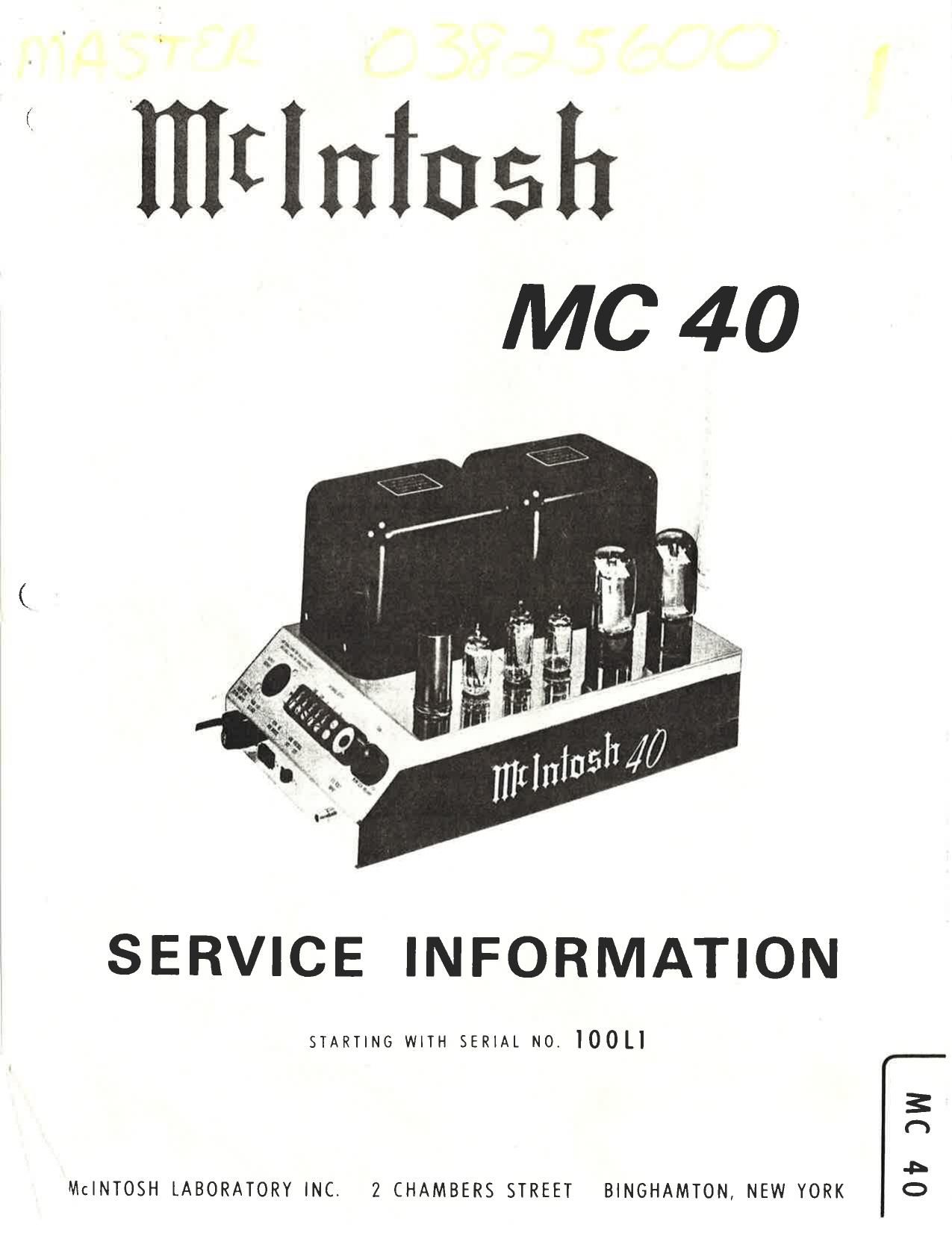 McIntosh MC 40 Service Manual