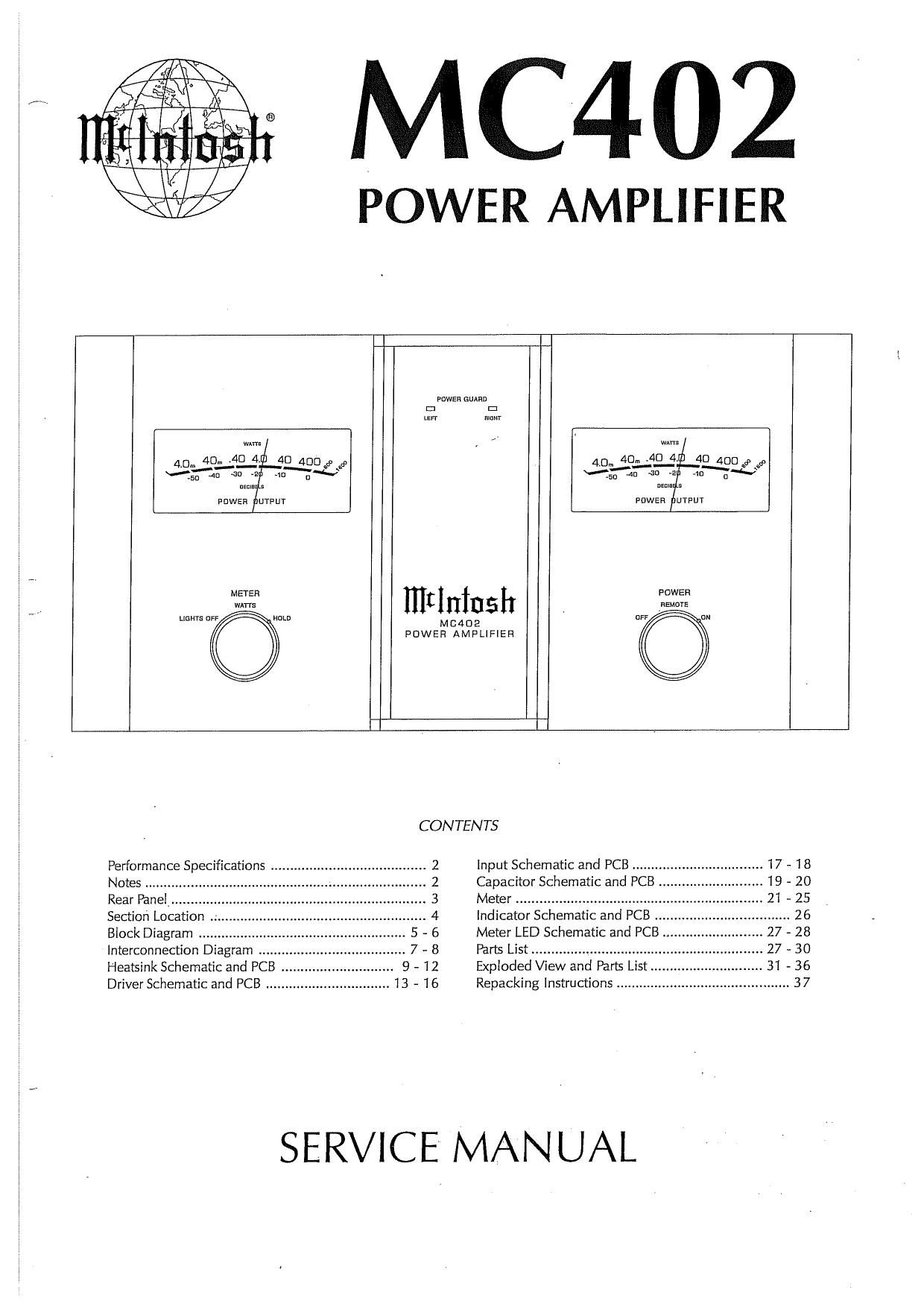 McIntosh MC 402 Service Manual