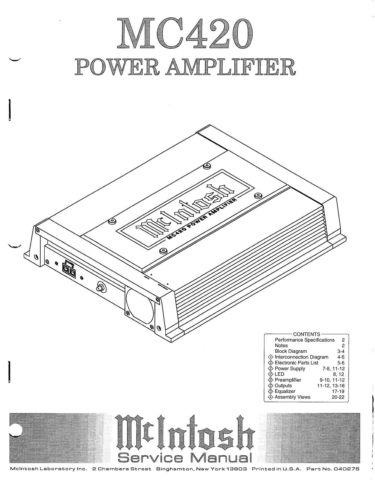 McIntosh MC 420 Service Manual