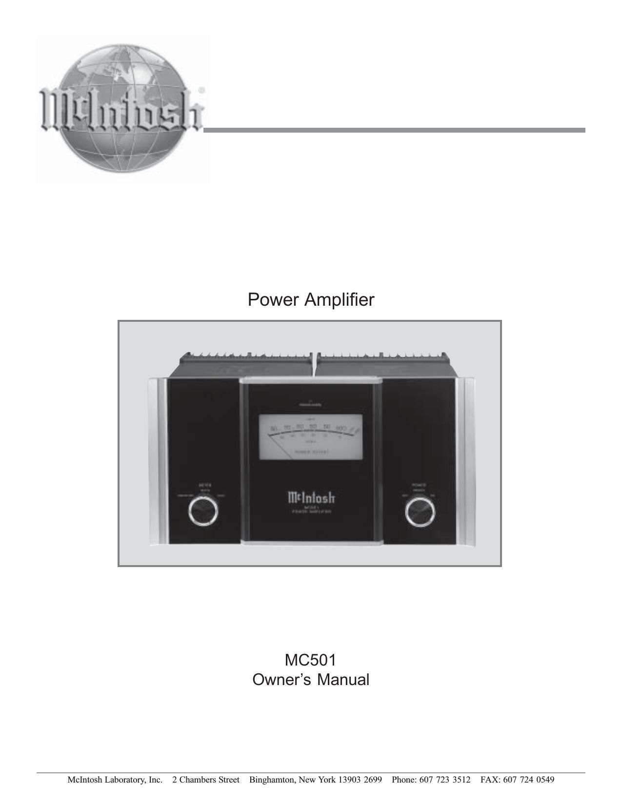 McIntosh MC 501 Owners Manual