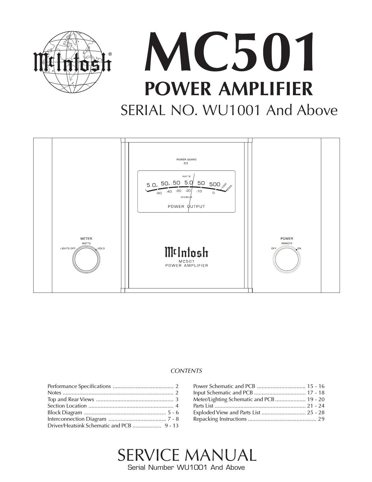 McIntosh MC 501 Service Manual