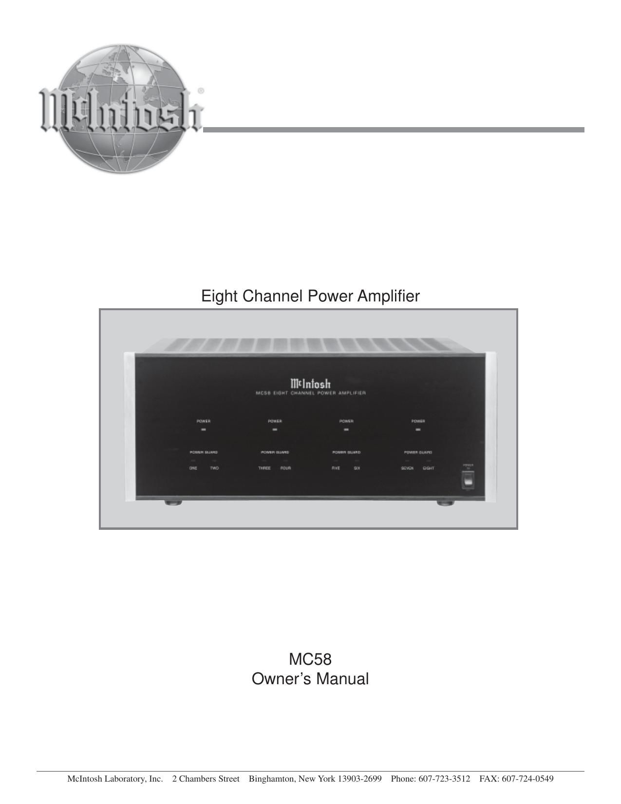 McIntosh MC 58 Owners Manual