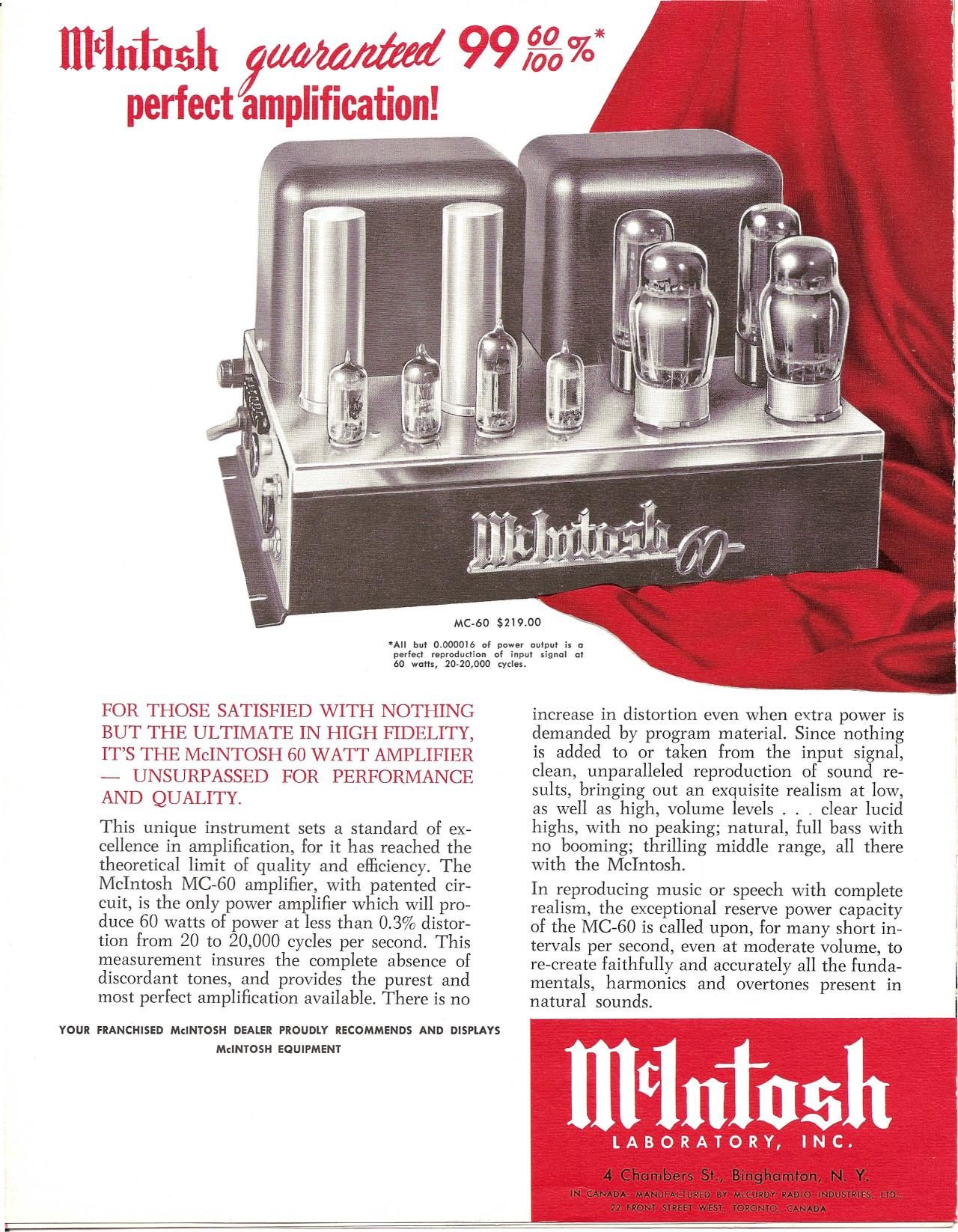 McIntosh MC 60 Brochure