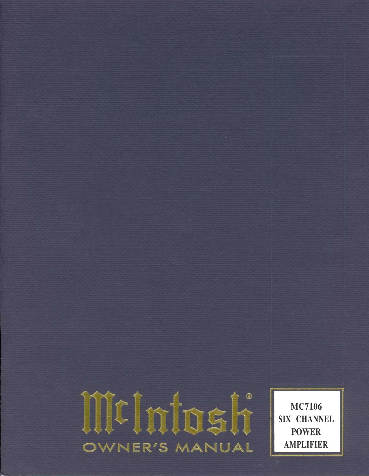 McIntosh MC 7106 Owners Manual