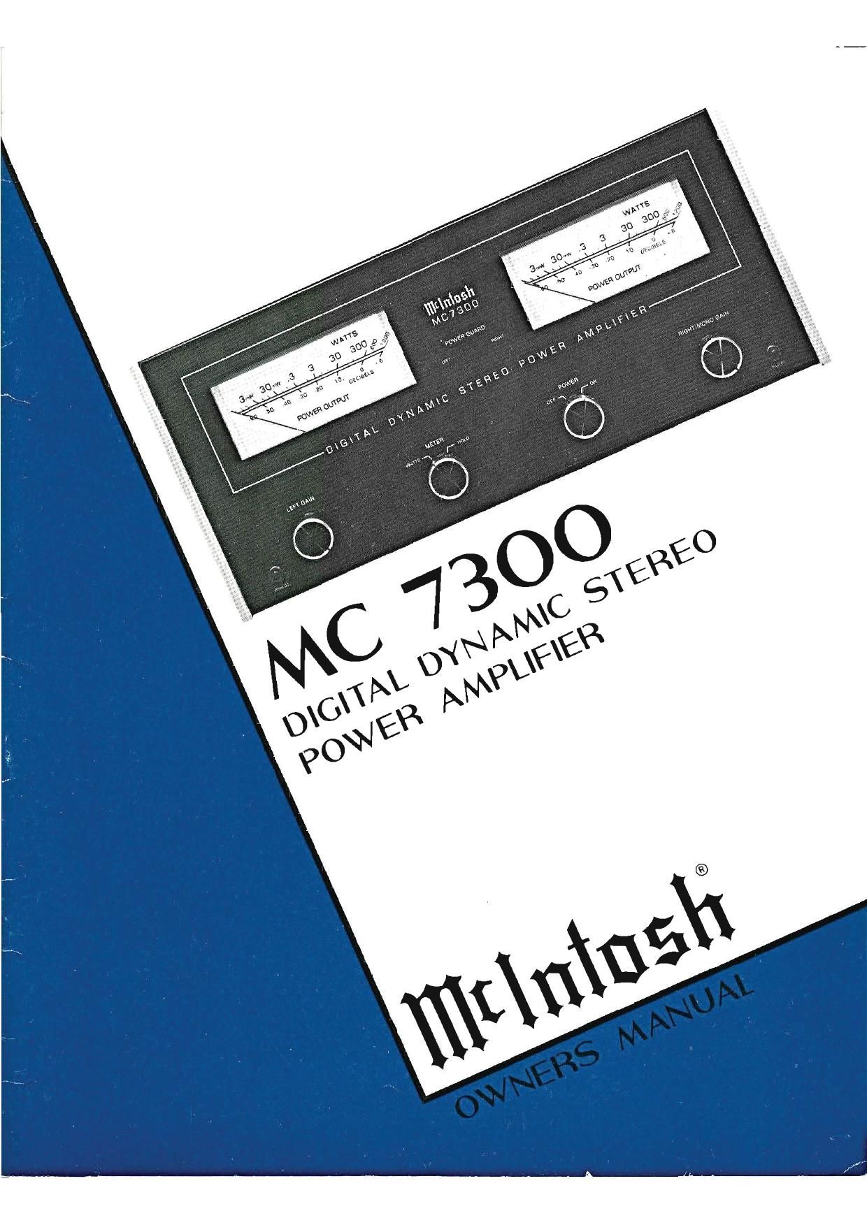 McIntosh MC 7300 Owners Manual